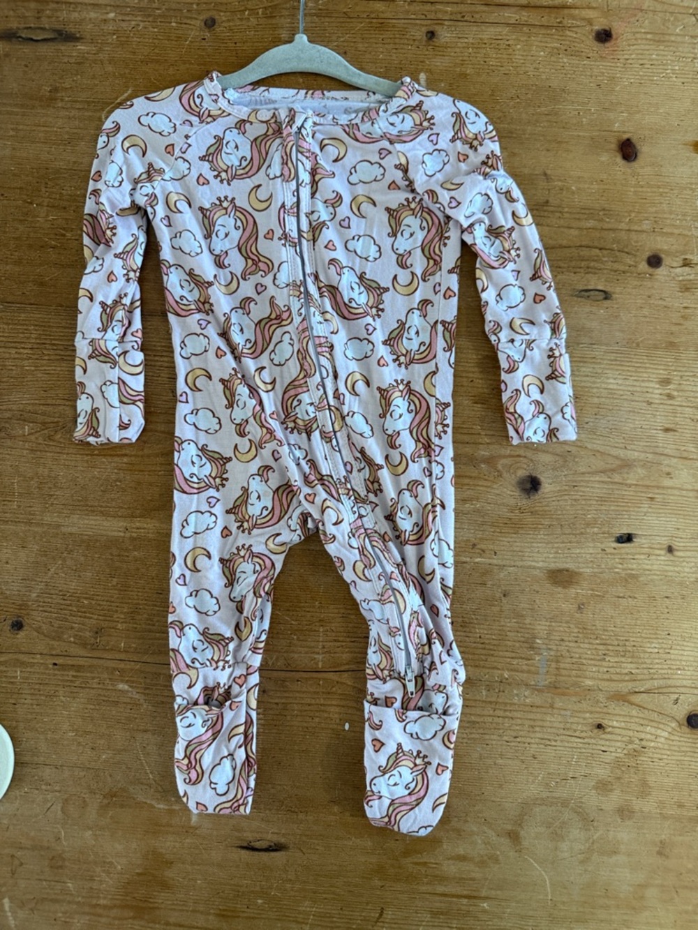 Bamboo Pink Unicorn Print Footed One-Piece for Kids
